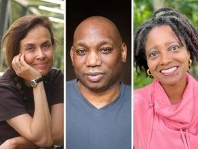 Headshots of Tracy K. Smith, Howard Bryant and Naomi Shihab Nye